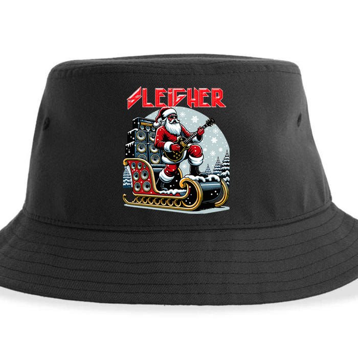 Sleigher Hail Santa Heavy Metal Christmas Rock Xmas Art  Sustainable Bucket Hat