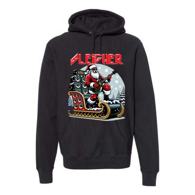 Sleigher Hail Santa Heavy Metal Christmas Rock Xmas Art  Premium Hoodie