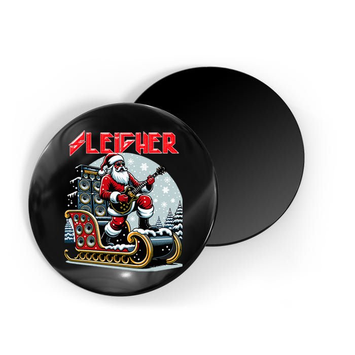 Sleigher Hail Santa Heavy Metal Christmas Rock Xmas Art  Magnet