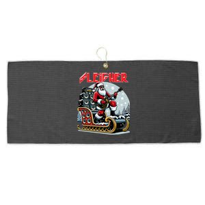 Sleigher Hail Santa Heavy Metal Christmas Rock Xmas Art  Large Microfiber Waffle Golf Towel