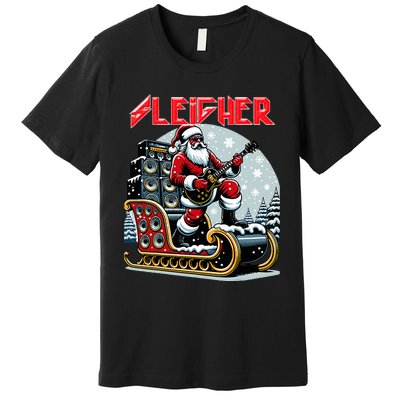 Sleigher Hail Santa Heavy Metal Christmas Rock Xmas Art  Premium T-Shirt