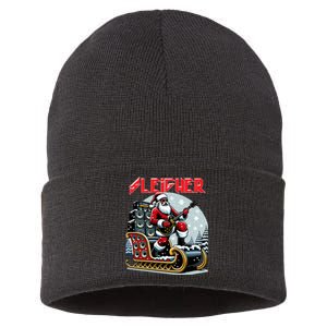 Sleigher Hail Santa Heavy Metal Christmas Rock Xmas Art  Sustainable Knit Beanie