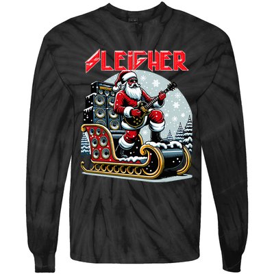 Sleigher Hail Santa Heavy Metal Christmas Rock Xmas Art  Tie-Dye Long Sleeve Shirt