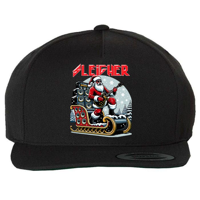 Sleigher Hail Santa Heavy Metal Christmas Rock Xmas Art  Wool Snapback Cap