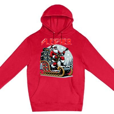 Sleigher Hail Santa Heavy Metal Christmas Rock Xmas Art  Premium Pullover Hoodie