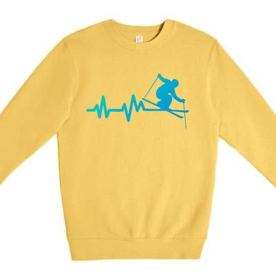 Ski Heartbeat Skiing Skier Gift Premium Crewneck Sweatshirt