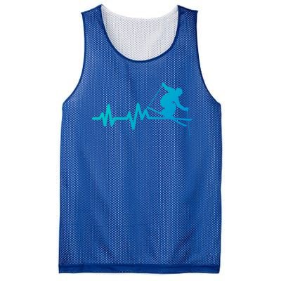 Ski Heartbeat Skiing Skier Gift Mesh Reversible Basketball Jersey Tank