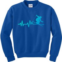 Ski Heartbeat Skiing Skier Gift Kids Sweatshirt