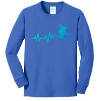 Ski Heartbeat Skiing Skier Gift Kids Long Sleeve Shirt