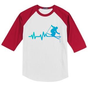 Ski Heartbeat Skiing Skier Gift Kids Colorblock Raglan Jersey