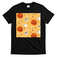Spooky Halloween Skull Ghost Cartoon T-Shirt