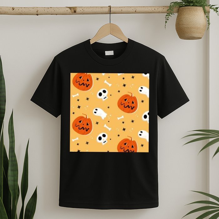 Spooky Halloween Skull Ghost Cartoon T-Shirt