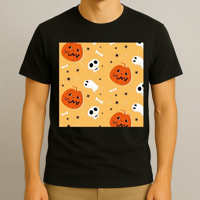 Spooky Halloween Skull Ghost Cartoon T-Shirt