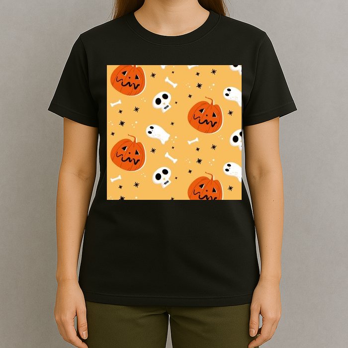 Spooky Halloween Skull Ghost Cartoon T-Shirt