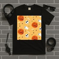 Spooky Halloween Skull Ghost Cartoon T-Shirt