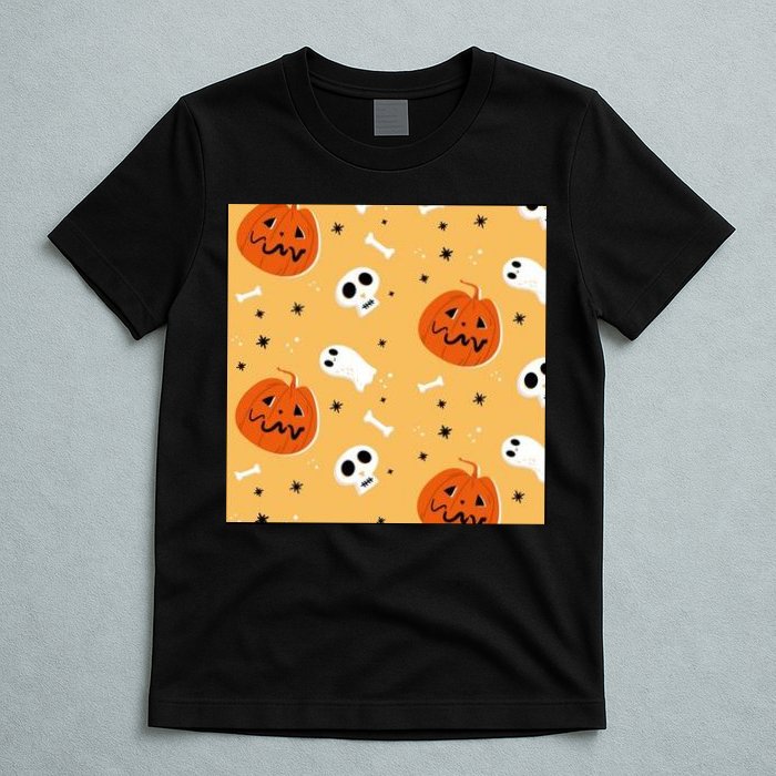 Spooky Halloween Skull Ghost Cartoon T-Shirt