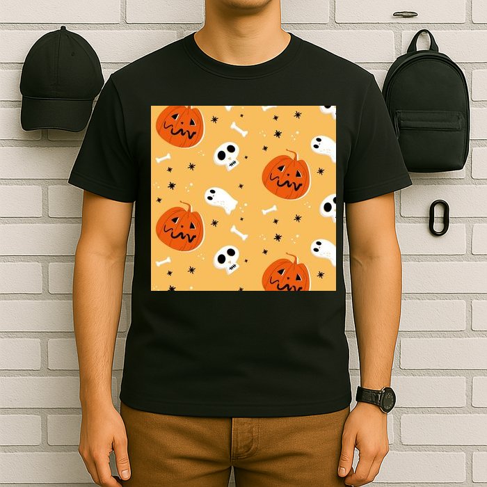 Spooky Halloween Skull Ghost Cartoon T-Shirt
