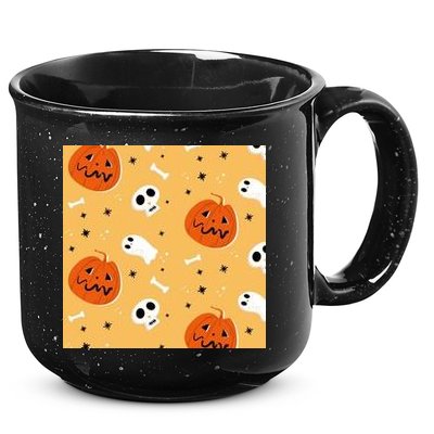 Spooky Halloween Skull Ghost Cartoon 15oz Campfire Ceramic Mug