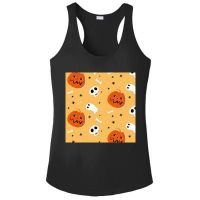Spooky Halloween Skull Ghost Cartoon Ladies PosiCharge Competitor Racerback Tank