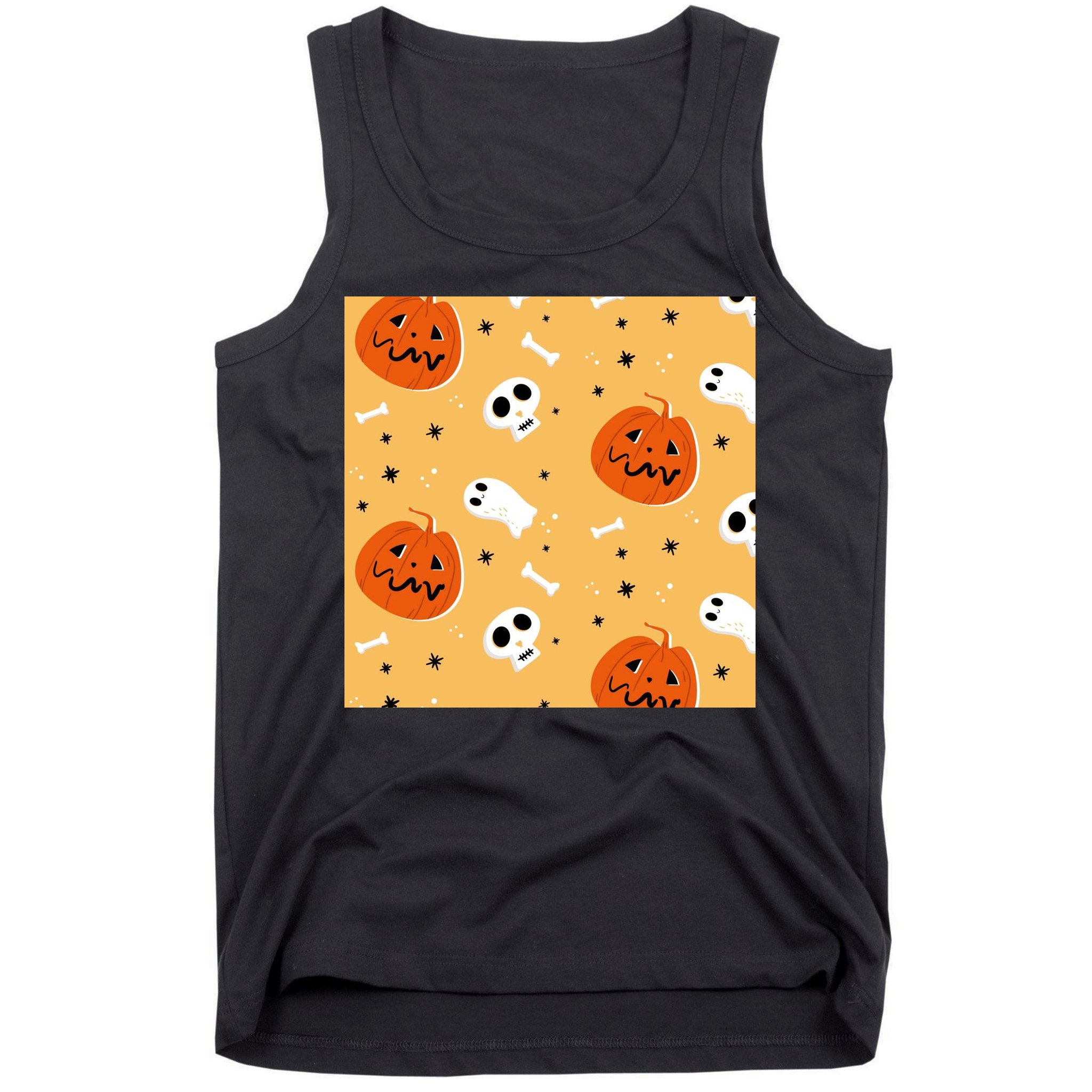 Spooky Halloween Skull Ghost Cartoon Tank Top