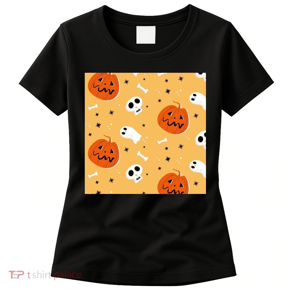 Spooky Halloween Skull Ghost Cartoon Women's T-Shirt