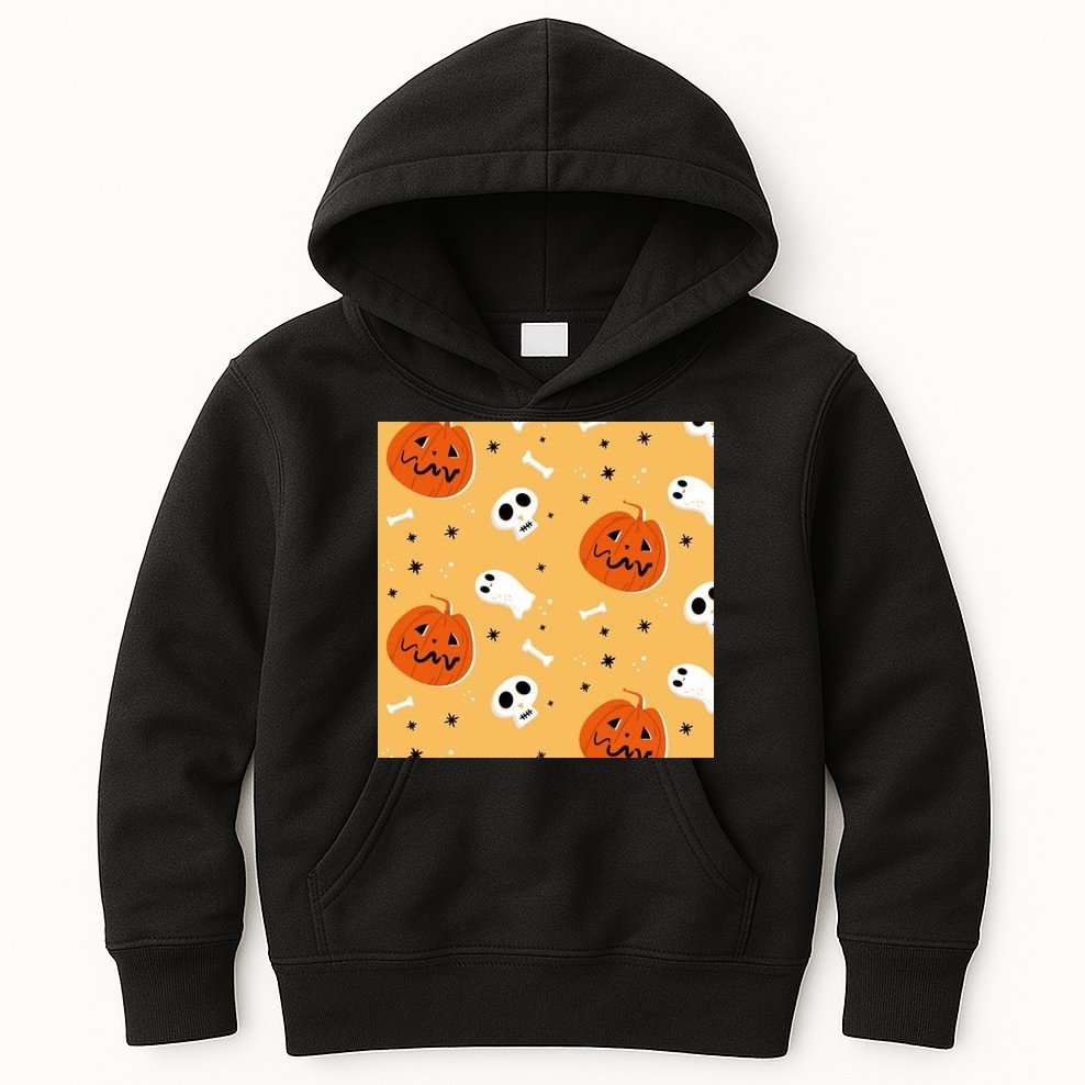 Spooky Halloween Skull Ghost Cartoon Kids Hoodie