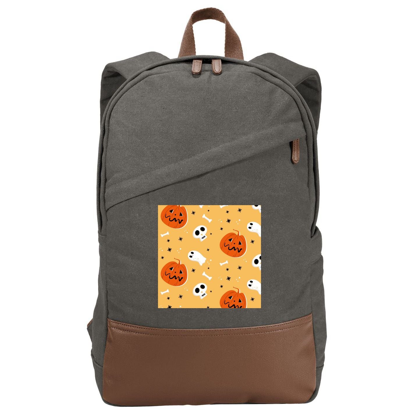 Spooky Halloween Skull Ghost Cartoon Cotton Canvas Backpack