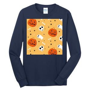 Spooky Halloween Skull Ghost Cartoon Tall Long Sleeve T-Shirt