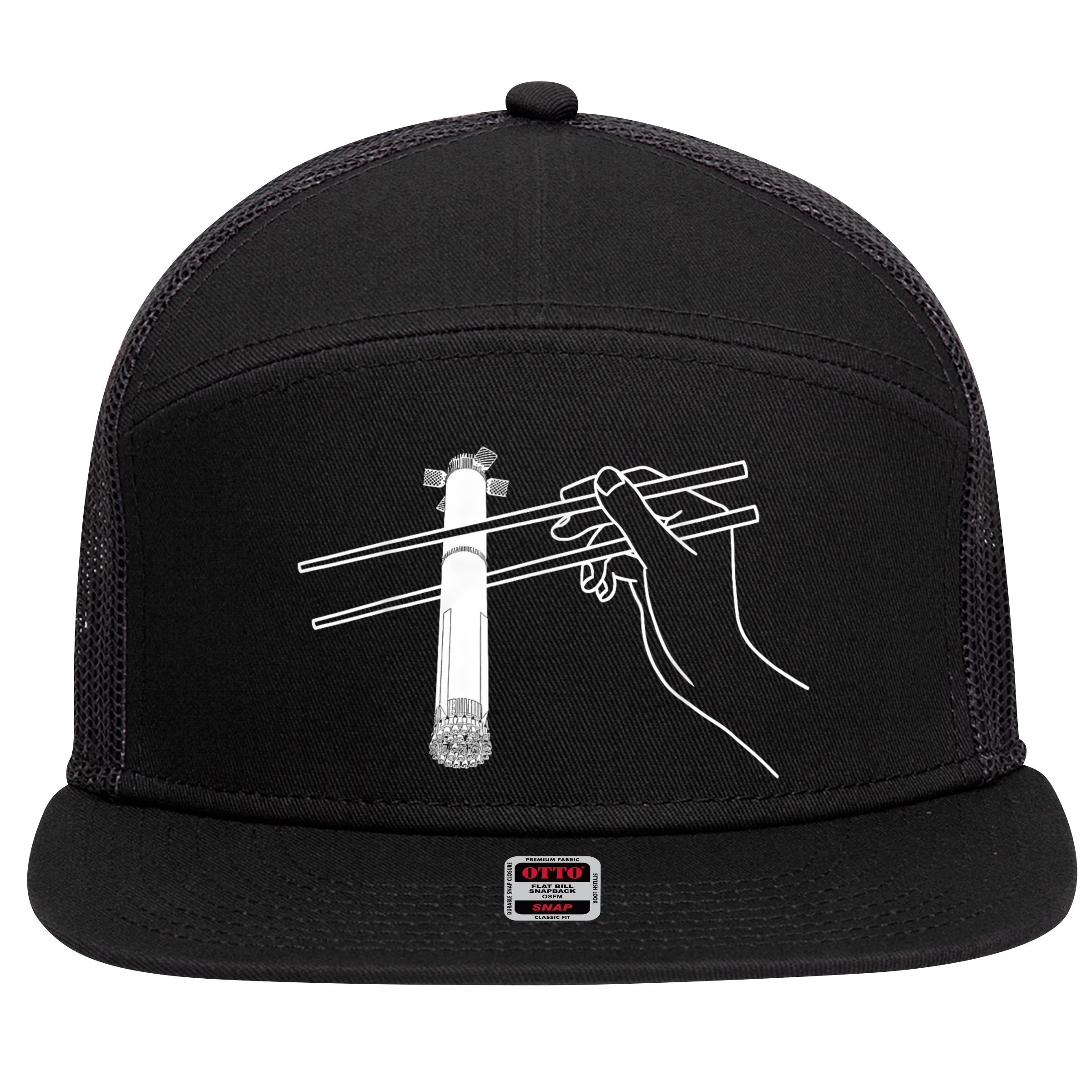 Super Heavy Starship Booster 12 Chopsticks 7 Panel Mesh Trucker Snapback Hat