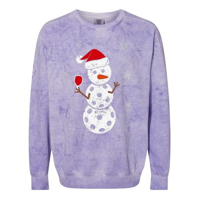 Santa Hat Snowman Gifts For Xmas Funny Pickleball Christmas Colorblast Crewneck Sweatshirt