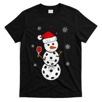 Santa Hat Snowman Gifts For Xmas Funny Pickleball Christmas T-Shirt