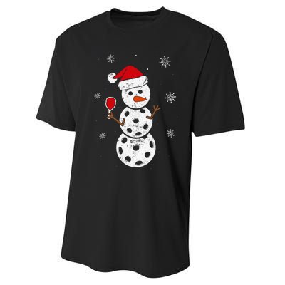 Santa Hat Snowman Gifts For Xmas Funny Pickleball Christmas Performance Sprint T-Shirt