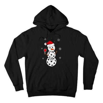 Santa Hat Snowman Gifts For Xmas Funny Pickleball Christmas Tall Hoodie