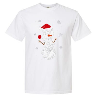 Santa Hat Snowman Gifts For Xmas Funny Pickleball Christmas Garment-Dyed Heavyweight T-Shirt