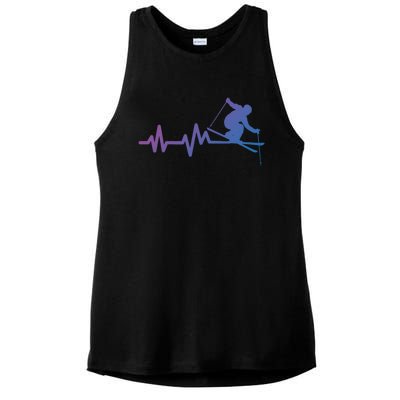 Ski Heartbeat Skiing Skier Gift Ladies PosiCharge Tri-Blend Wicking Tank