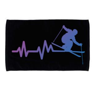 Ski Heartbeat Skiing Skier Gift Microfiber Hand Towel