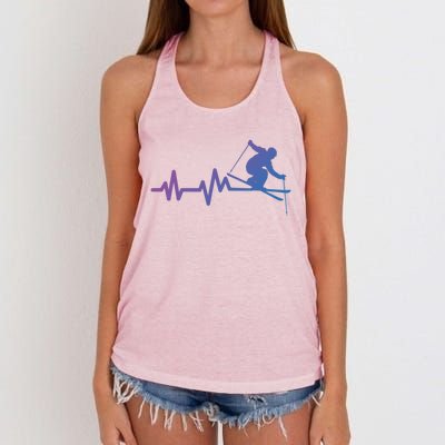 Ski Heartbeat Skiing Skier Gift Women's Knotted Racerback Tank