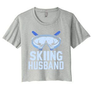 Skiing Husband Ski Winter Skiers Skier Funny Gift Women's Crop Top Tee