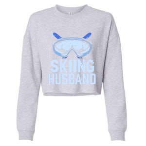 Skiing Husband Ski Winter Skiers Skier Funny Gift Cropped Pullover Crew