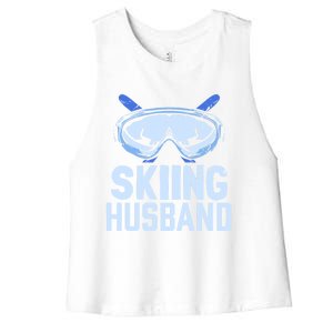 Skiing Husband Ski Winter Skiers Skier Funny Gift Women's Racerback Cropped Tank