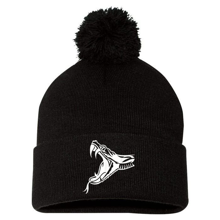 Snake Head Pom Pom 12in Knit Beanie