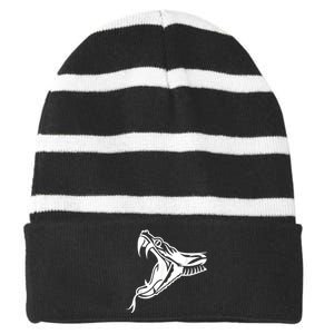 Snake Head Striped Beanie with Solid Band