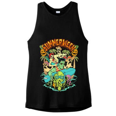Summerween Happy Summerween Summer Halloween Holiday Ladies PosiCharge Tri-Blend Wicking Tank