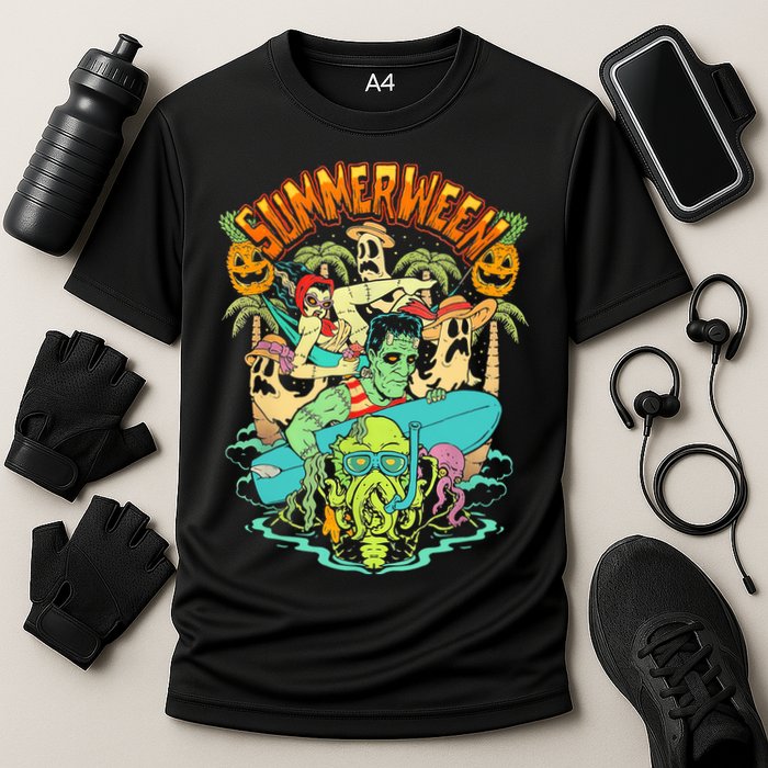 Summerween Happy Summerween Summer Halloween Holiday Cooling Performance Crew T-Shirt