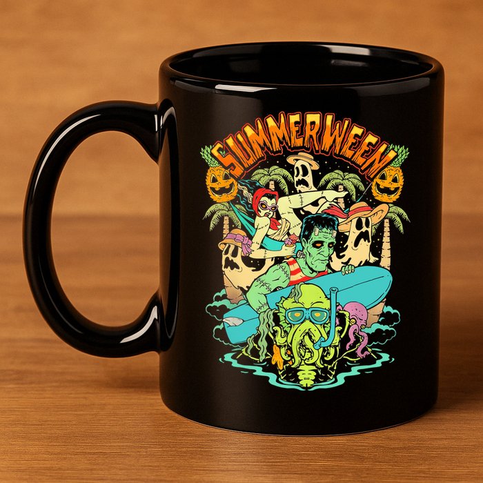 Summerween Happy Summerween Summer Halloween Holiday 11oz C Handle Ceramic Mug