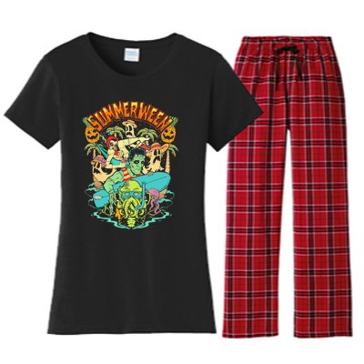 Summerween Happy Summerween Summer Halloween Holiday Women's Flannel Pajama Set