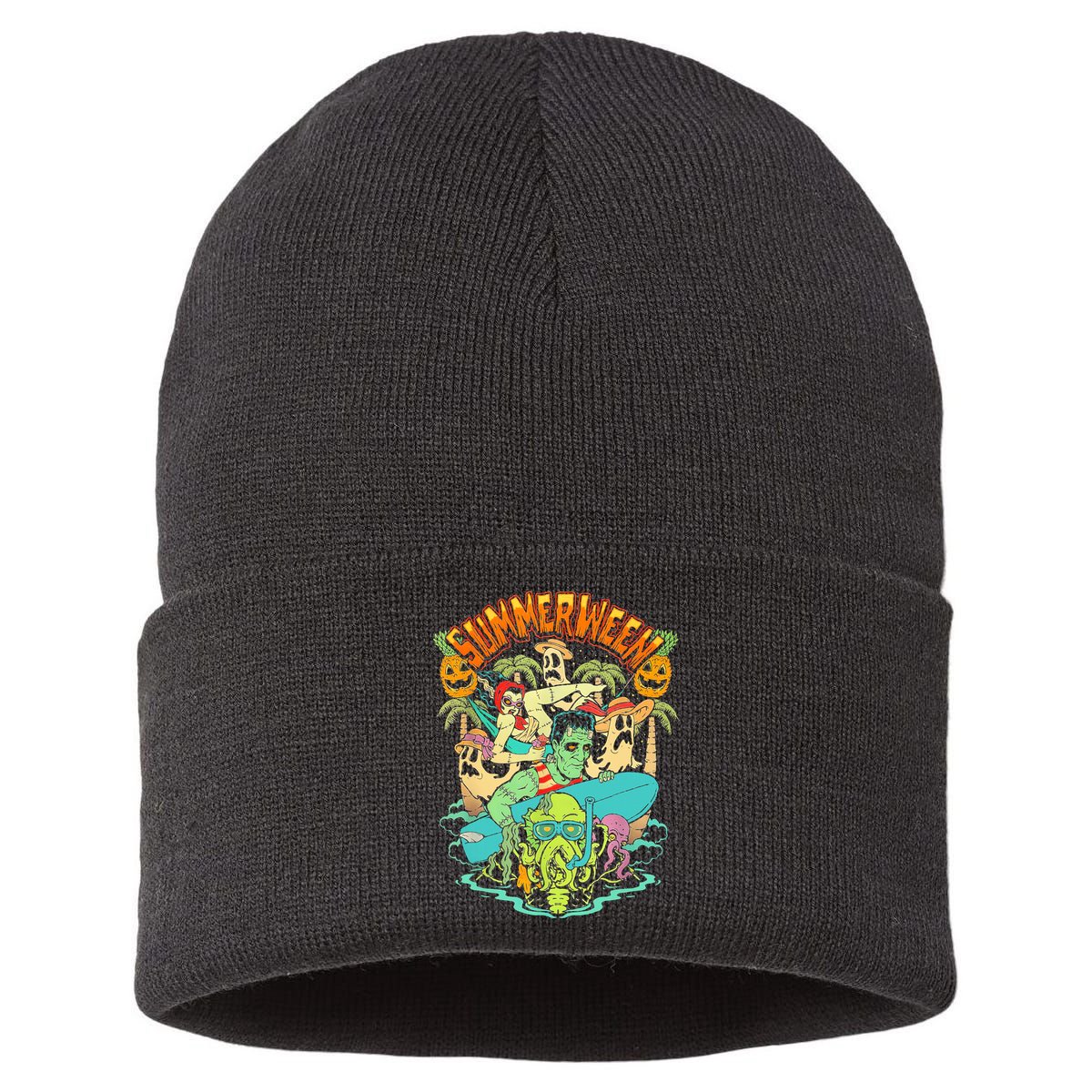 Summerween Happy Summerween Summer Halloween Holiday Sustainable Knit Beanie