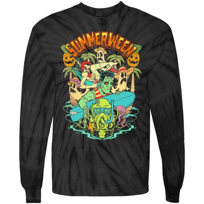 Summerween Happy Summerween Summer Halloween Holiday Tie-Dye Long Sleeve Shirt