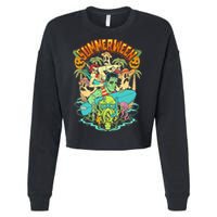 Summerween Happy Summerween Summer Halloween Holiday Cropped Pullover Crew