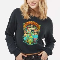 Summerween Happy Summerween Summer Halloween Holiday Cropped Pullover Crew